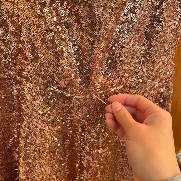 Prom Dress, Size: S, high-low style, sequins, off the shoulder - Picture 3 of 5